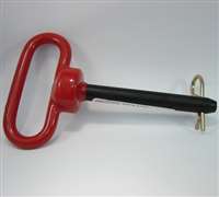 H38 3/8X4 RED HANDLE HITCH PIN W/HITCH PIN CLIP