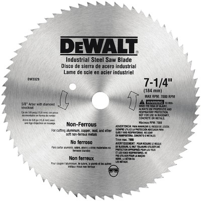 DW-3329 7-1/4  68T STEEL SAW BLADE - NON FERROUS METAL