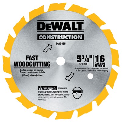DW-9055 5-3/8 16T CARBIDE BLADE FAST WOODCUTTING