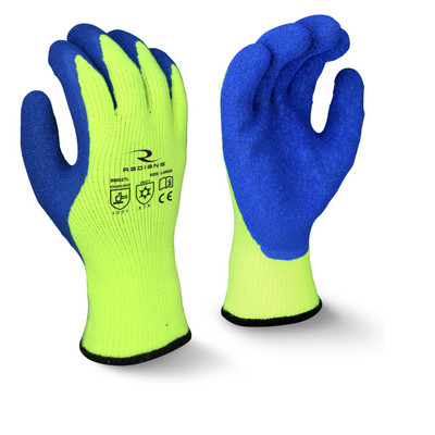 DPG-RWG27T-XL 7GA HI-VIS YELLOW SHELL/BLUE PALM A3 LINED COATED GLOVE-XL