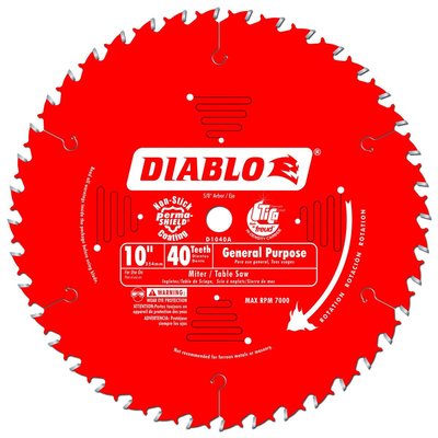 FRE-D1040A 10" CHOP MITER SAW, TABLE SAW DIABLE BLADE GENERAL PURPOSE 40 ATB 5/8" ARBOR