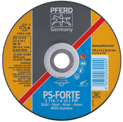 PFE-61003 5" X 1/4" - 7/8" ARBOR - 24G ALUMINUM OXIDE - GENERAL PURPOSE - GRINDING WHEEL