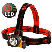 TRIDENT HEADLAMP DIV. 2 WITH WHITE LED'S ALKALINE BAT, RUBBER, & ELASTIC STRAPS, YELLOW